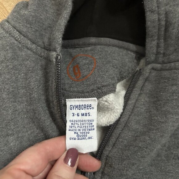 Gymboree 3-6 mo boys gray and black full zip hoodie sweatshirt set 2 baby - Picture 7 of 8